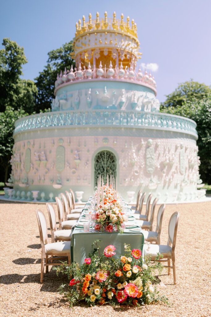 Mrs T Weddings at Waddesdon presents a high-end outdoor wedding breakfast in the grounds of The Wedding Cake pavilion.